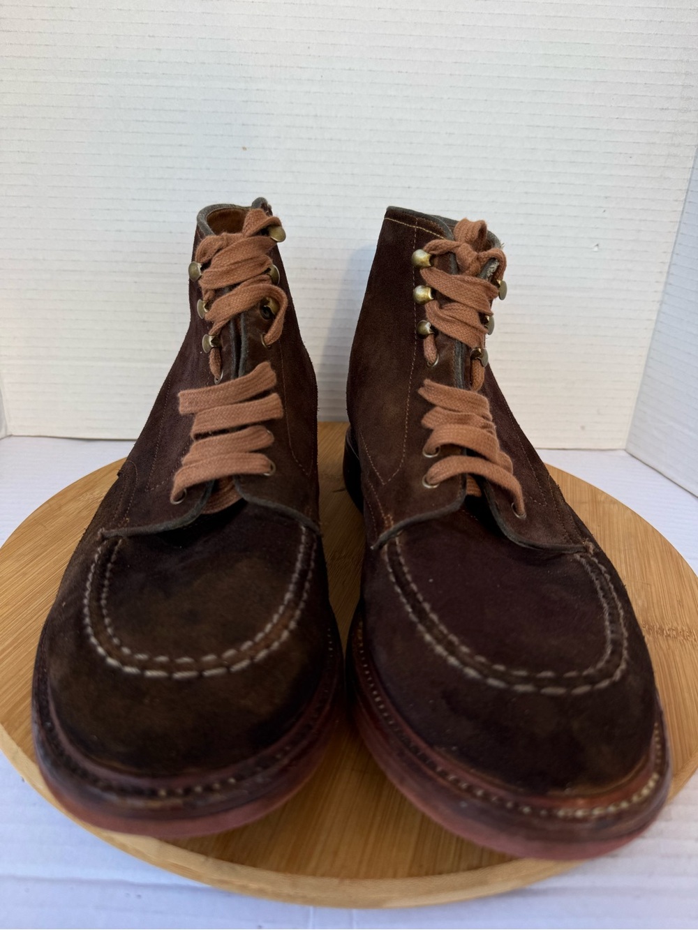 J Crew Kenton  Suede Pacer Lace Up Ankle Boots Sz US 10.5 Brown Leather MocToe